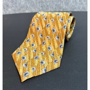 Ferrell Reed for Norman Stockton Mens 100% Silk Handmade Gold Wide Neck Tie